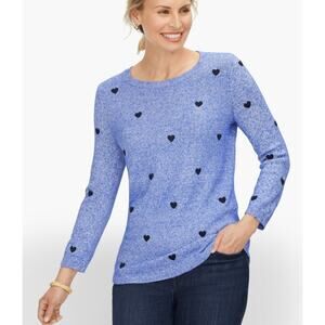TALBOTS Embroidered Hearts Crew Neck Sweater X 0X